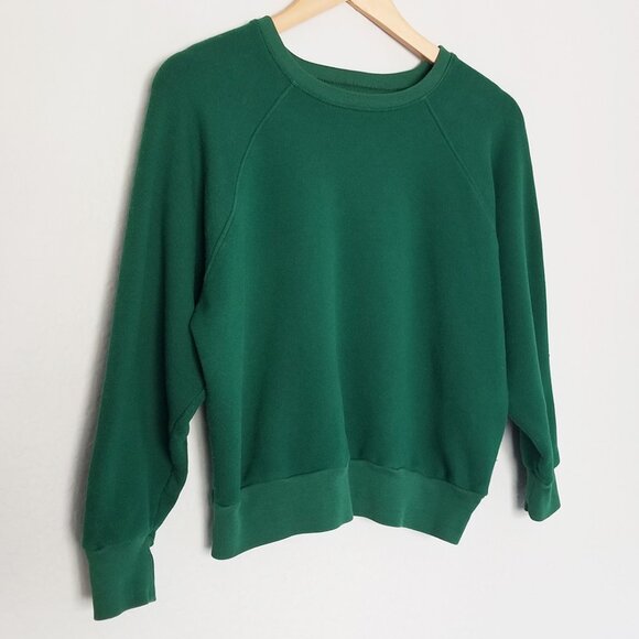 REFORMATION Hunter Rio Crew Neck Cropped Sweatshirt XS Pine Green SOFT Cozy - Picture 6 of 16